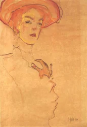 Retrato de una dama con sombrero naranja
